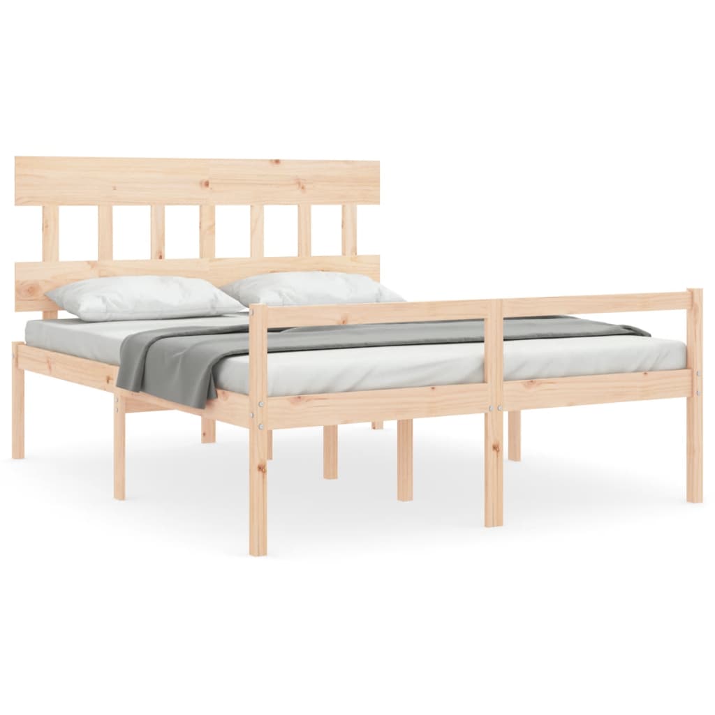 vidaXL Cadru de pat senior cu tăblie, king size, lemn masiv
