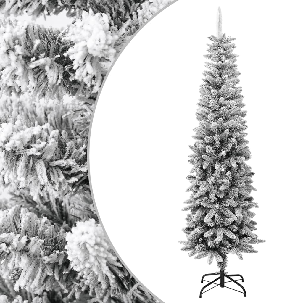 vidaXL Brad de Crăciun artificial slim cu zăpadă pufoasă 210 cm PVC&PE