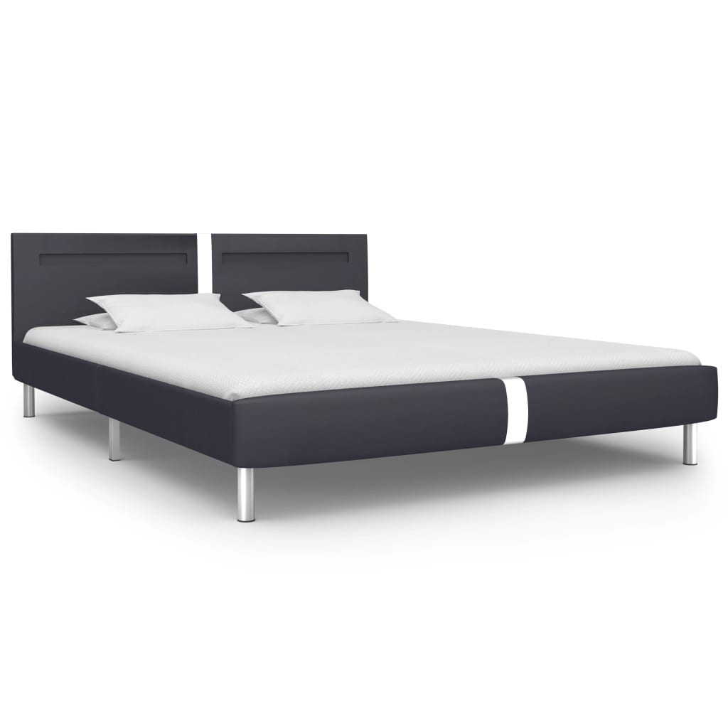 vidaXL Cadru de pat cu LED, negru, 160 x 200 cm, piele artificială