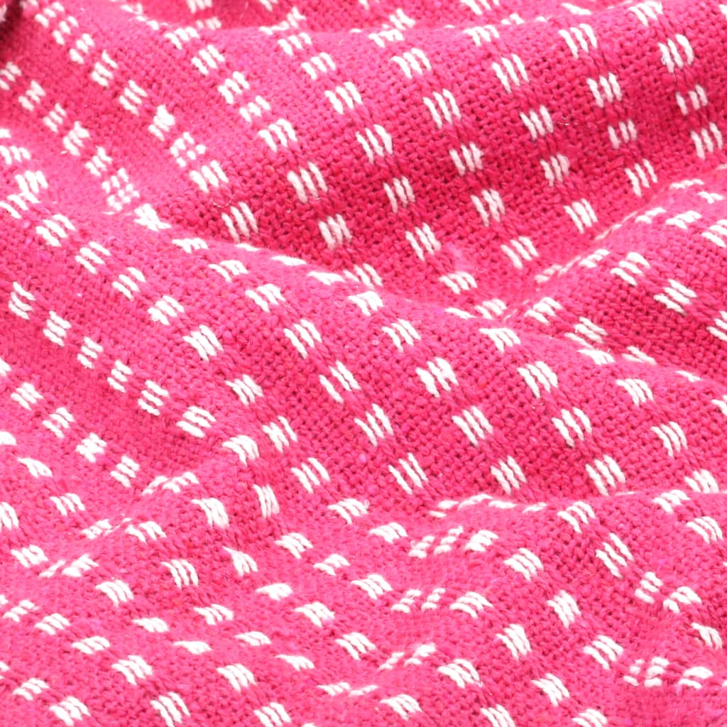 vidaXL Pătură decorativă cu pătrățele, bumbac, 220 x 250 cm, roz