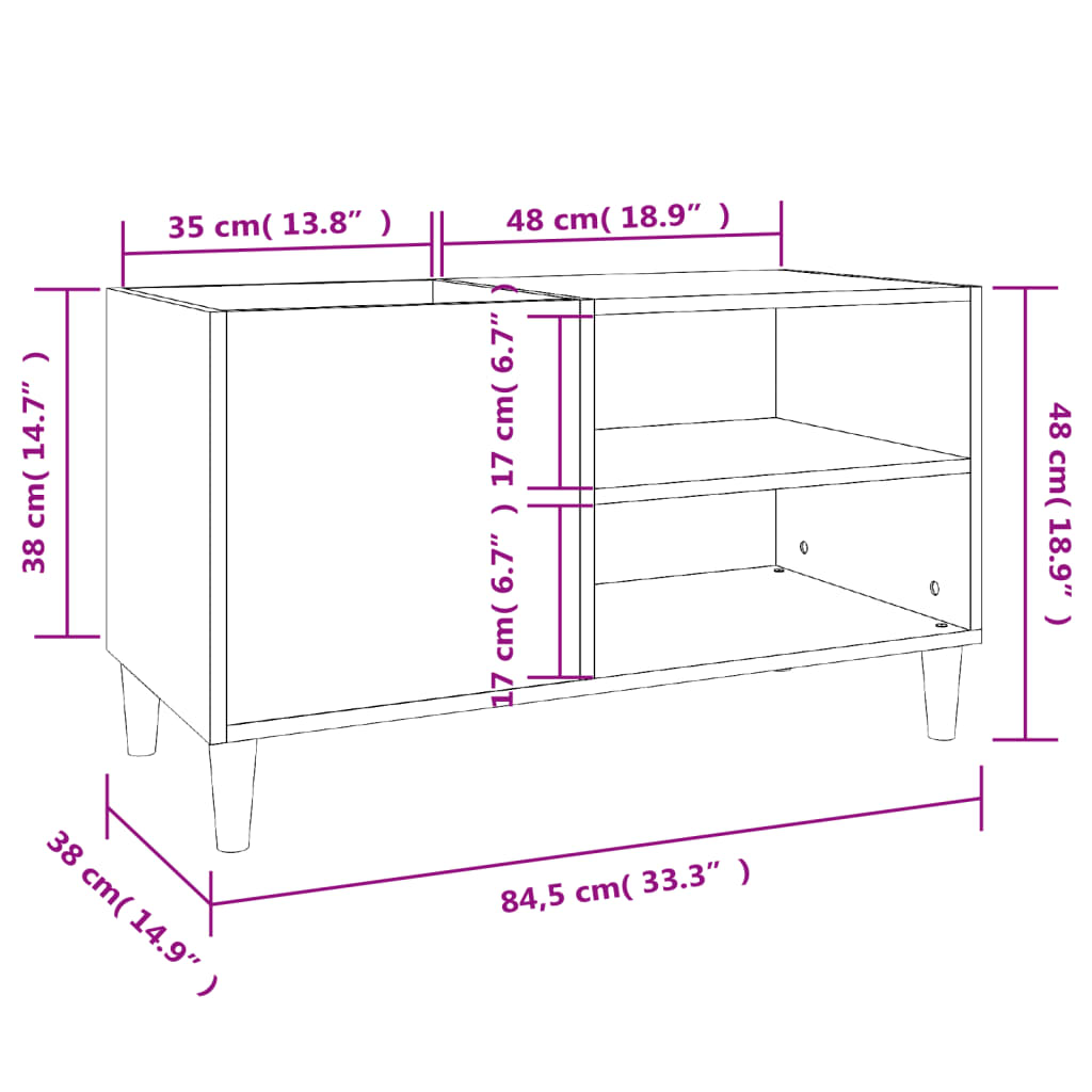 vidaXL Dulap pentru discuri gri beton 84,5x38x48 cm lemn prelucrat