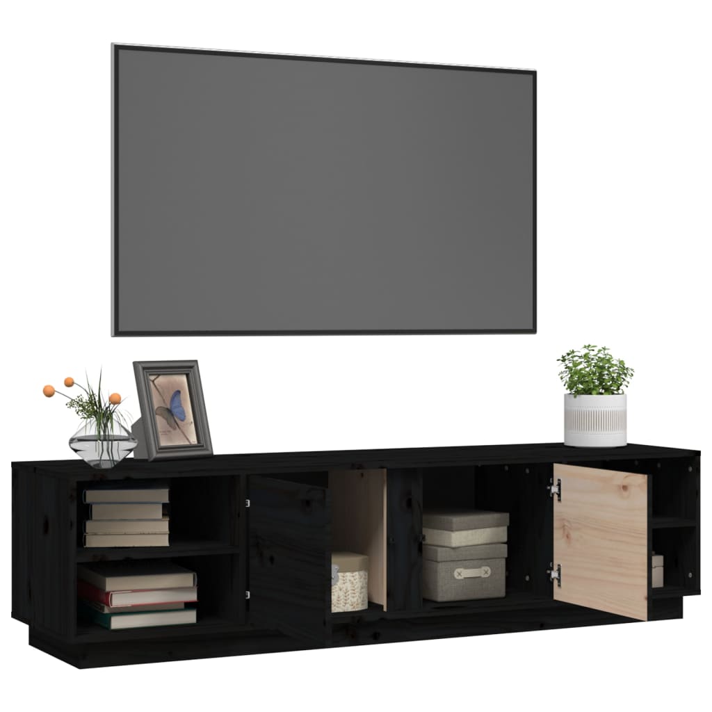 vidaXL Comodă TV, negru, 156x40x40 cm, lemn masiv de pin