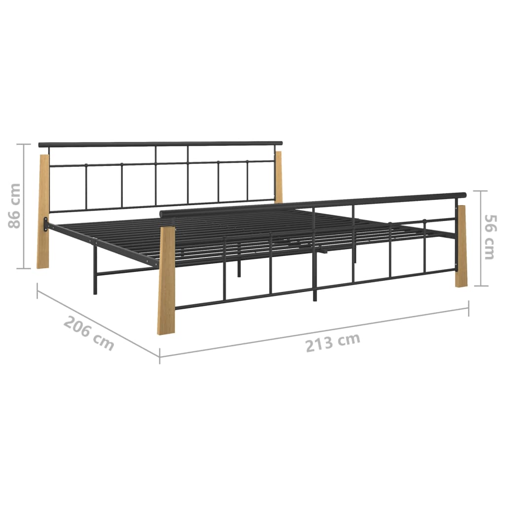 vidaXL Cadru de pat, 200x200 cm, metal și lemn masiv de stejar
