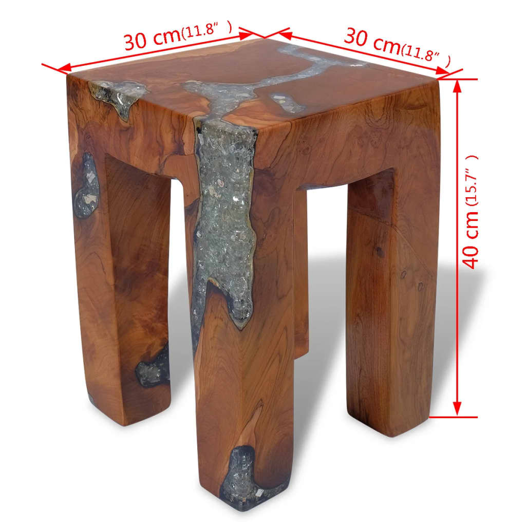 vidaXL Taburet, lemn de tec masiv și rășină