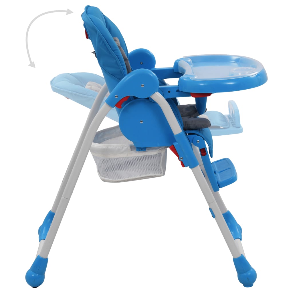 vidaXL Scaun de masă înalt pentru copii, albastru și gri