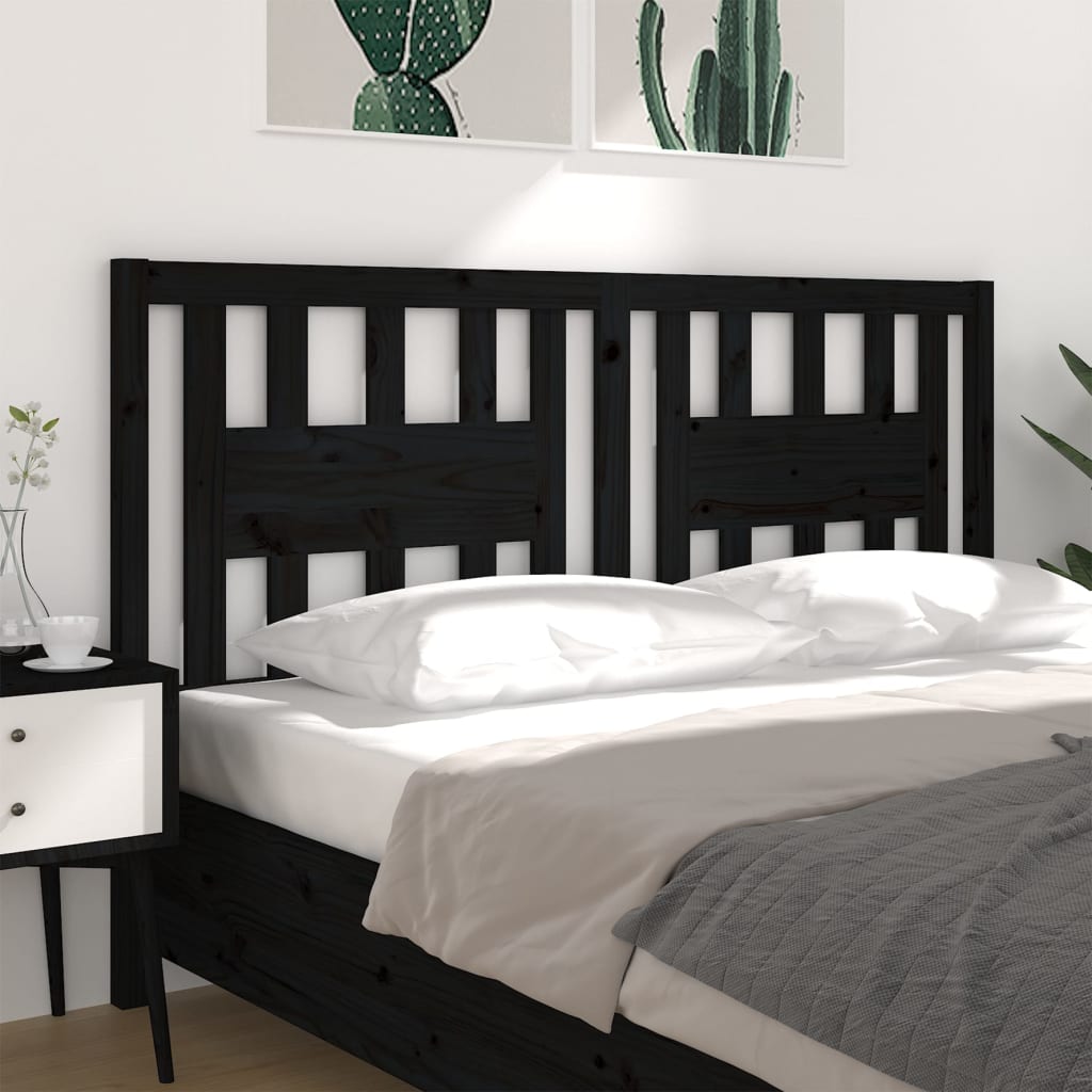 vidaXL Tăblie de pat, negru, 156x4x100 cm, lemn masiv de pin