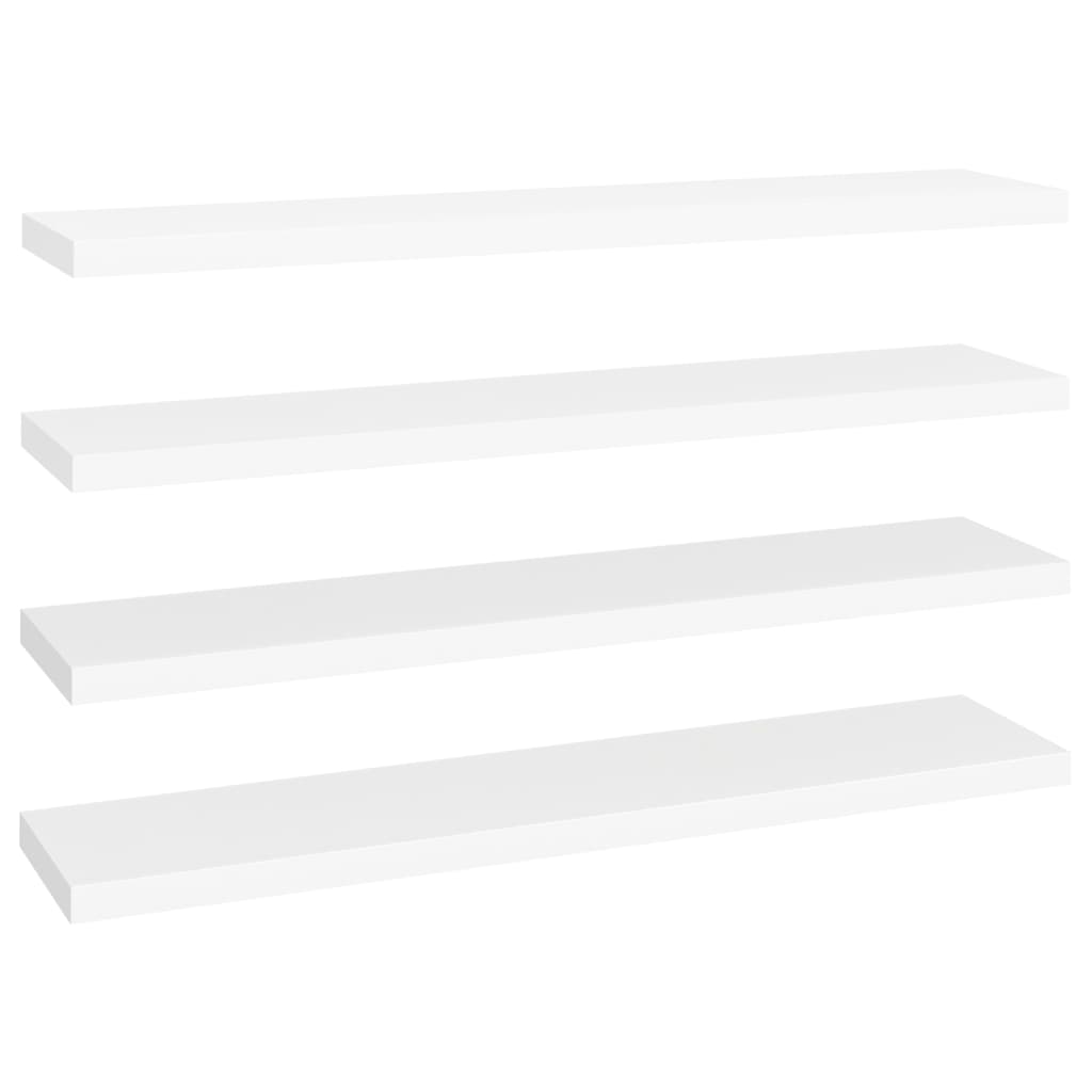 vidaXL Rafturi de perete, 4 buc., alb, 120 x 23,5 x 3,8 cm, MDF