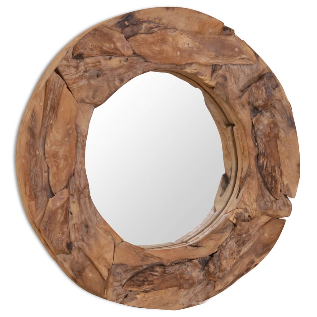 vidaXL Oglindă decorativă Lemn de tec 60 cm Rotundă