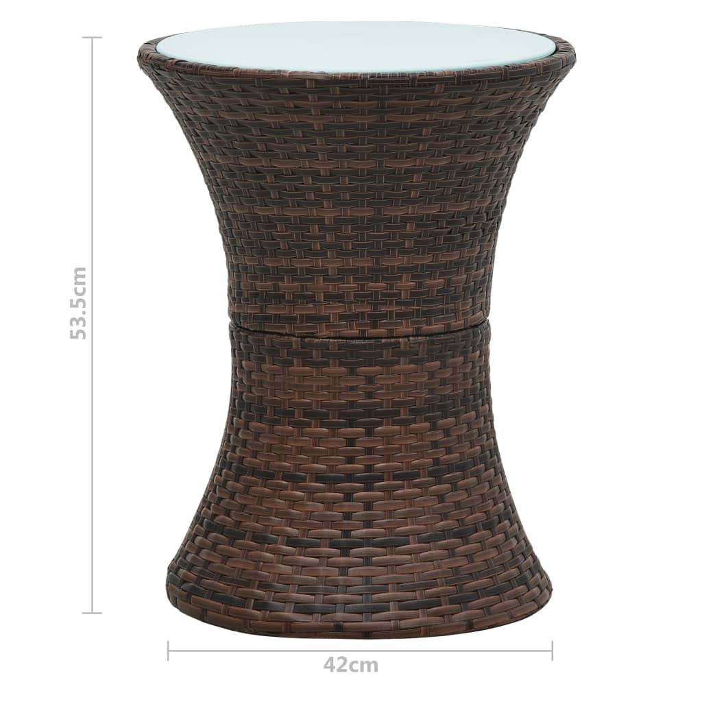 vidaXL Masă laterală de grădină în formă de tambur, maro, poliratan