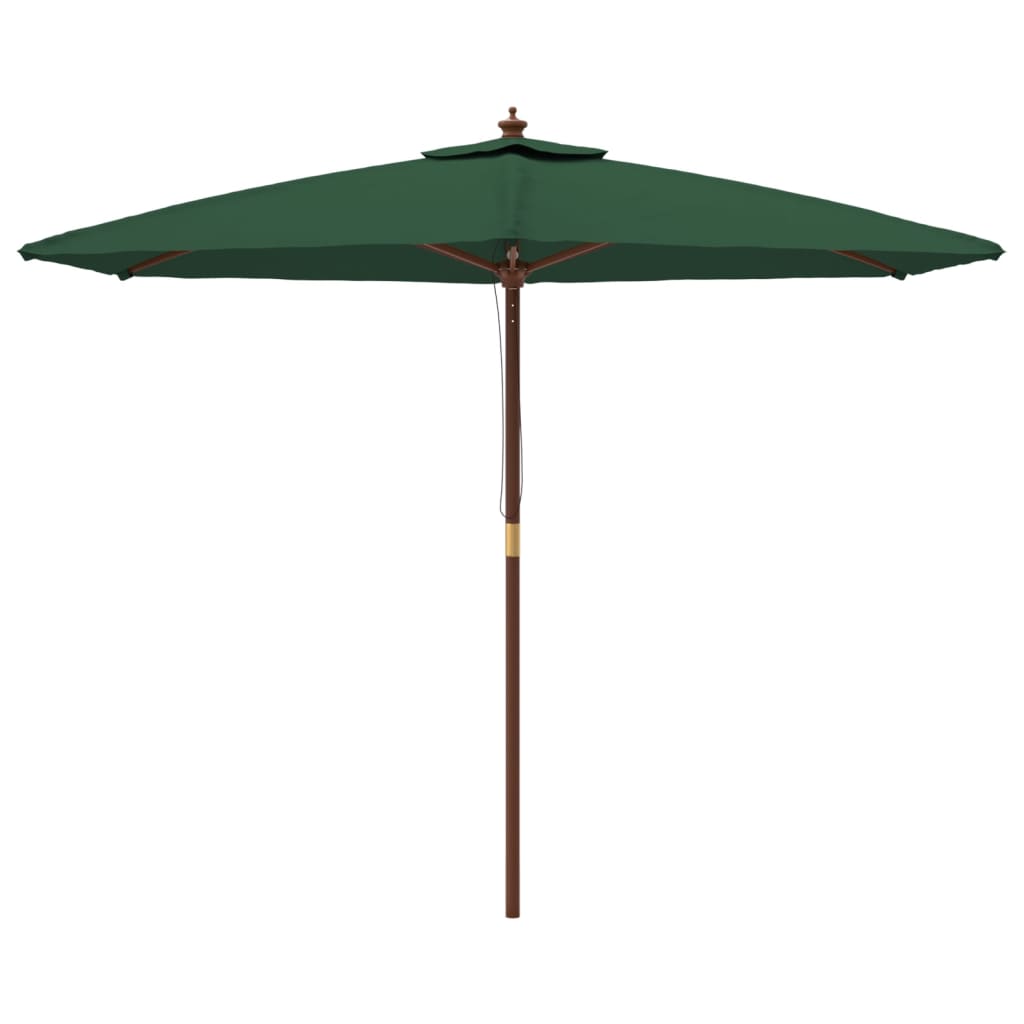 vidaXL Umbrelă de soare de grădină stâlp din lemn, verde, 299 x 240 cm