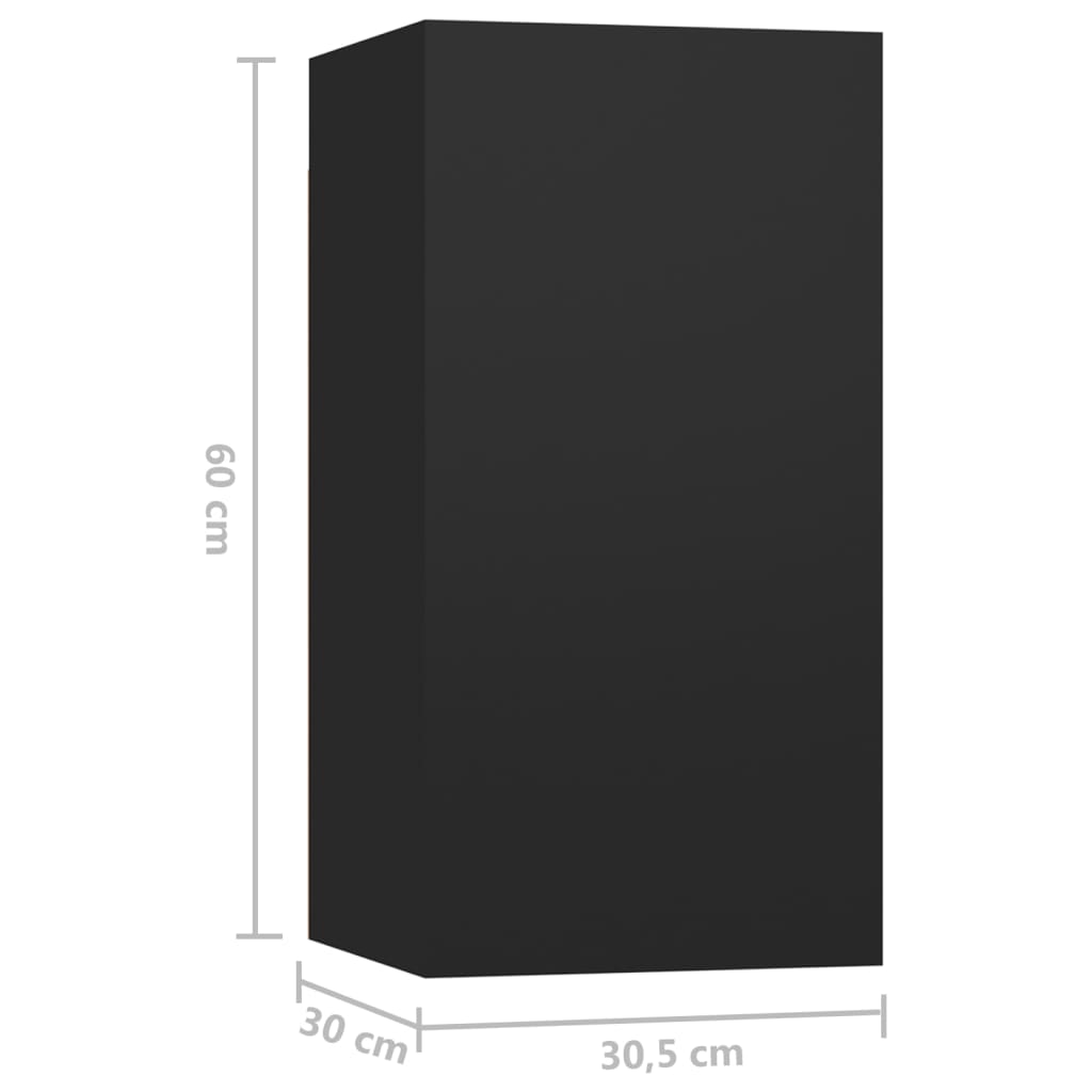 vidaXL Dulapuri TV, 7 buc., negru, 30,5x30x60 cm, lemn prelucrat