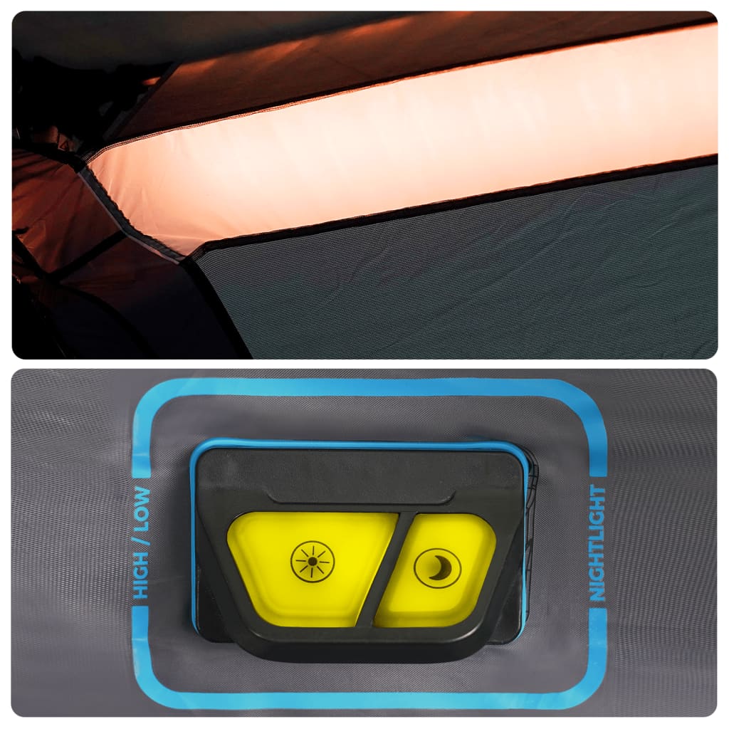 vidaXL Cort camping cu lumină LED pentru 9 persoane, albastru deschis