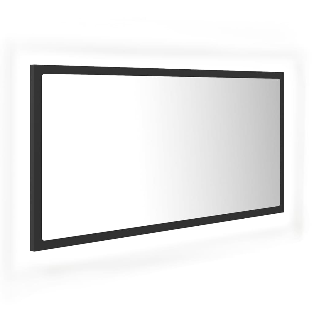 vidaXL Oglindă de baie cu LED, gri, 90x8,5x37 cm, acril