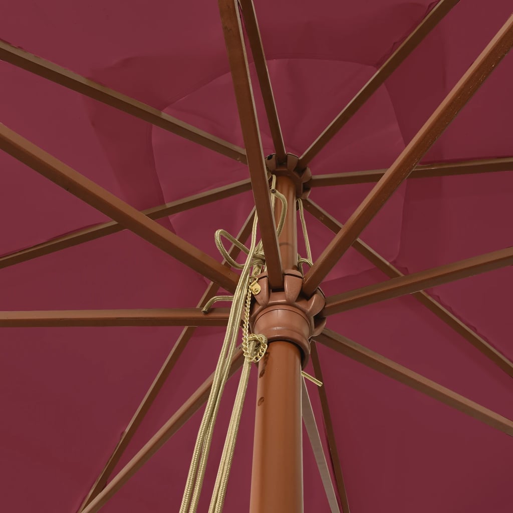 vidaXL Umbrelă de grădină stâlp din lemn, roșu bordo, 300x300x273 cm