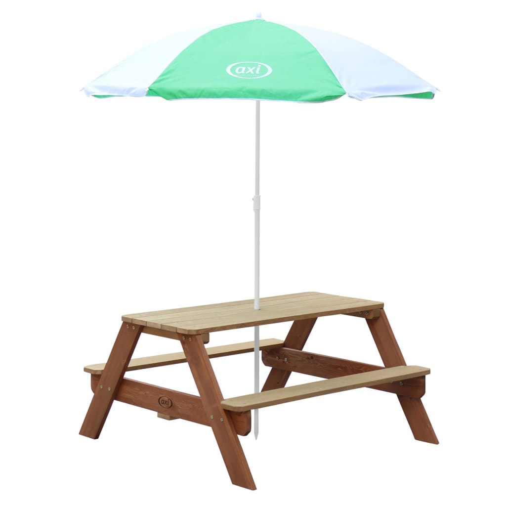 AXI Masă de picnic pentru copii „Nick” cu umbrelă, maro