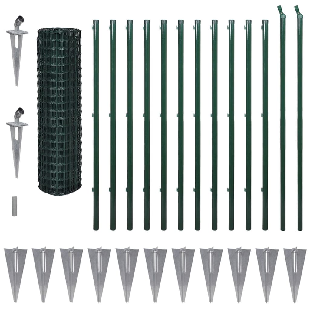 vidaXL Euro gard, verde, 25 x 1,7 m, oțel