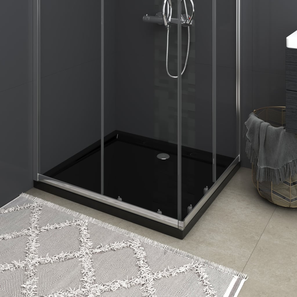 vidaXL Cădiță de duș dreptunghiulară din ABS, negru, 80x90 cm