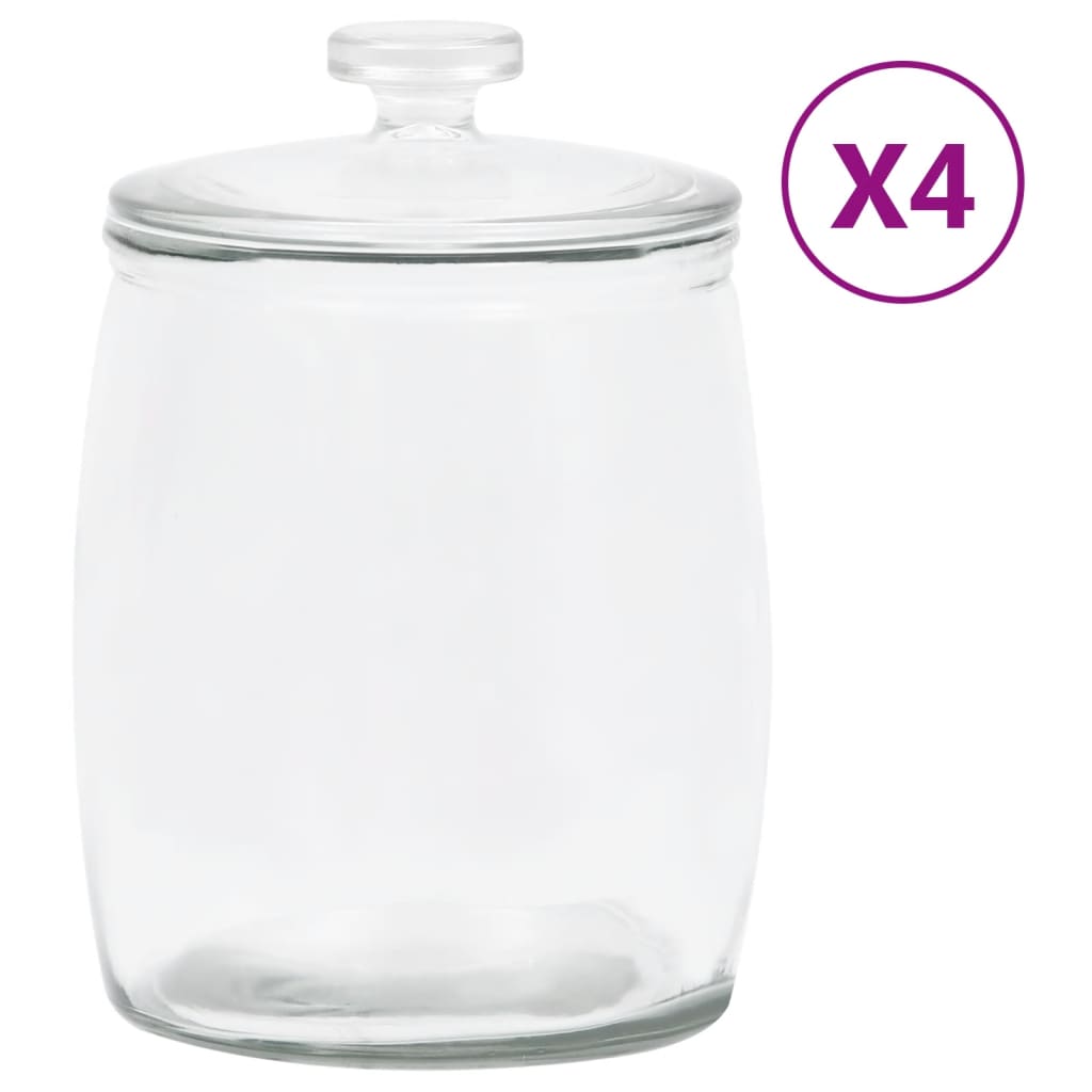 vidaXL Borcane de depozitare din sticlă, capac, 4 buc., 8000 ml