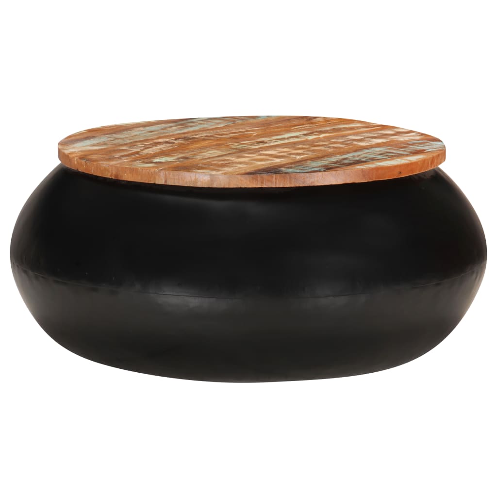 vidaXL Măsuță de cafea, negru, 68x68x30 cm, lemn masiv reciclat