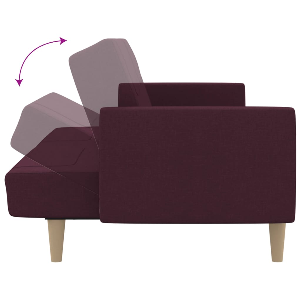 vidaXL Canapea extensibilă cu 2 locuri, violet, material textil