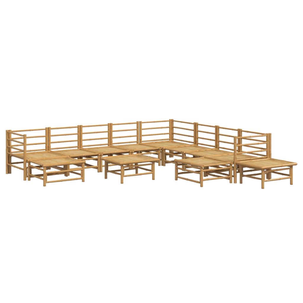 vidaXL Set mobilier de grădină cu perne gri deschis, 12 piese, bambus