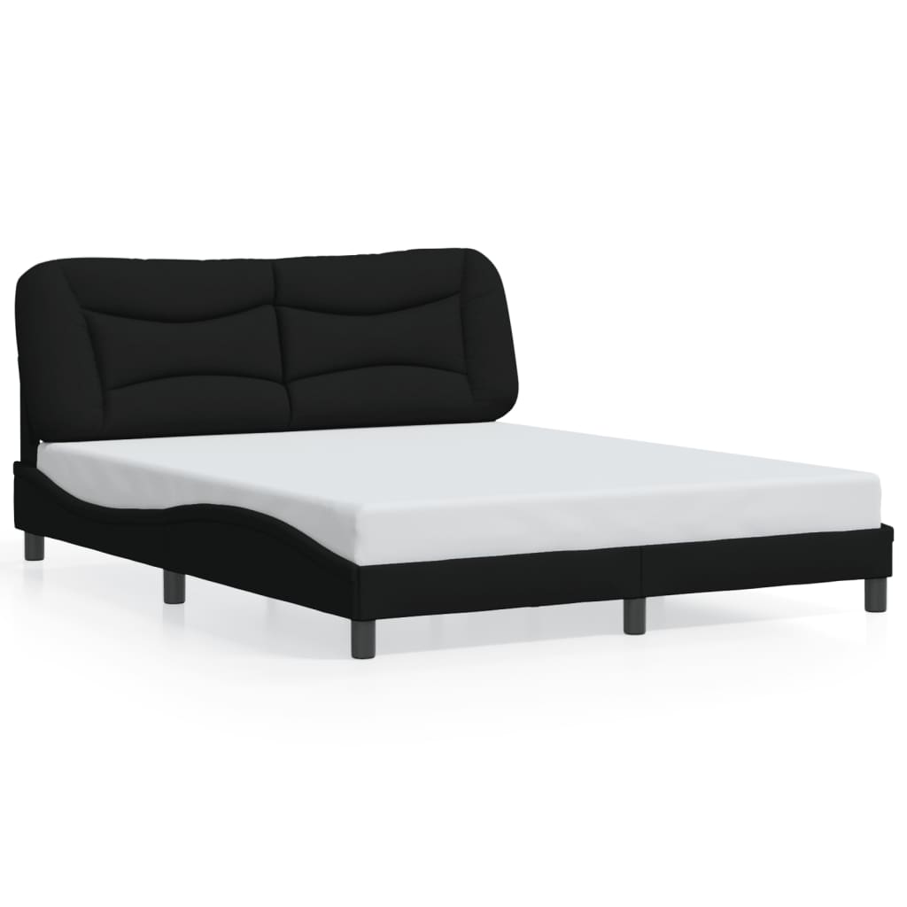vidaXL Cadru de pat cu tăblie, negru, 160x200 cm, textil