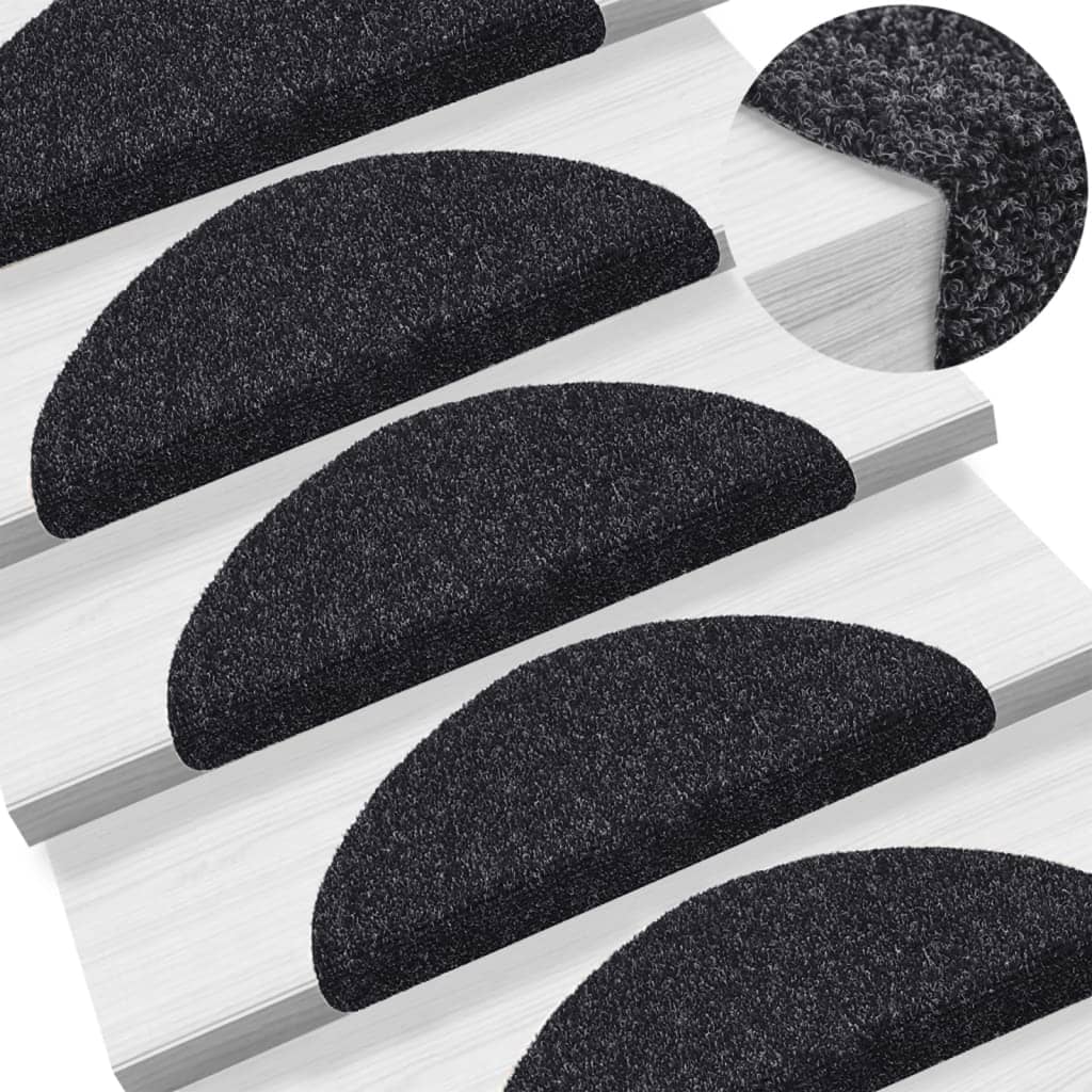 vidaXL Covorașe scări autoadezive, 10 buc., negru, 56x17x3 cm, punch