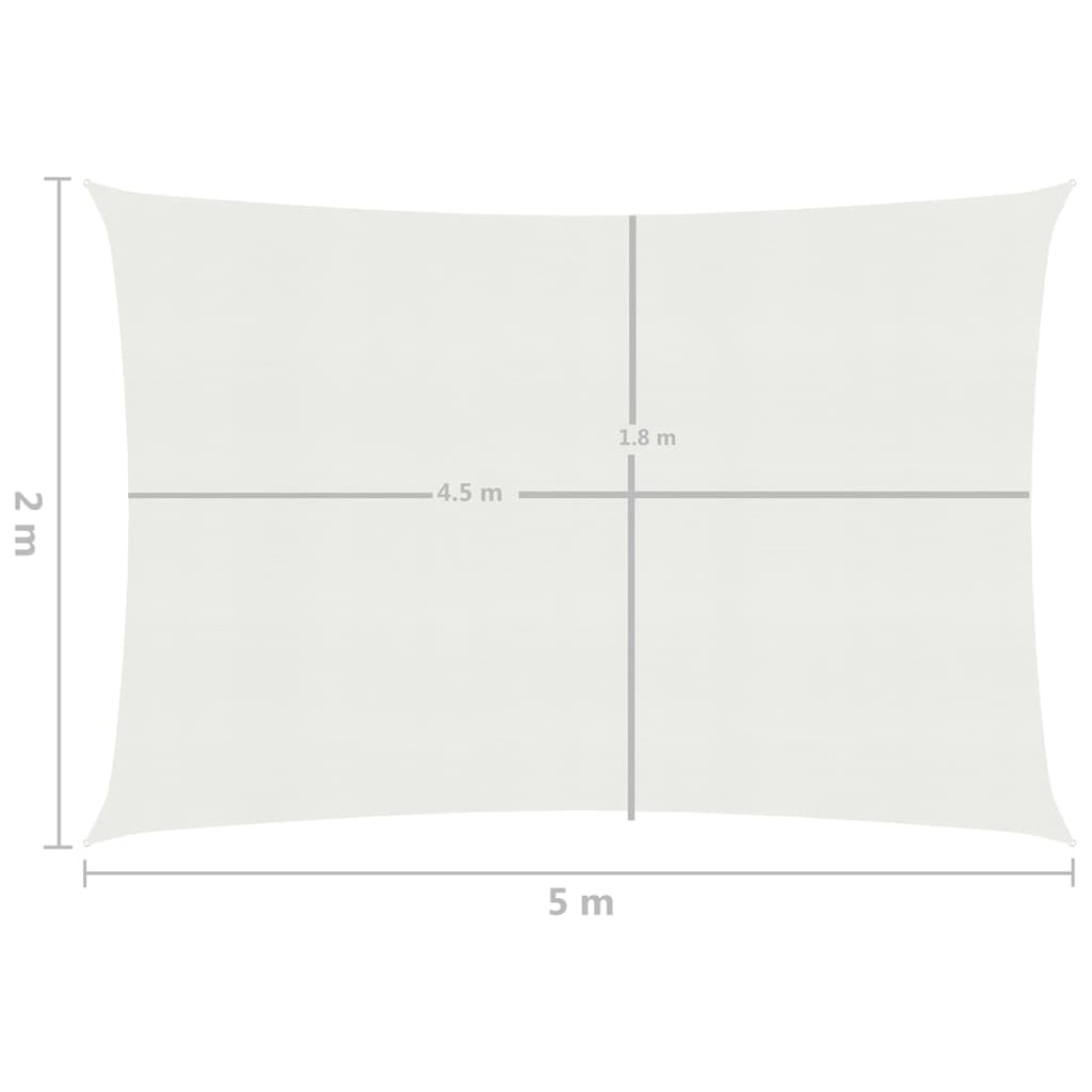 vidaXL Pânză parasolar, alb, 2x5 m, HDPE, 160 g/m²