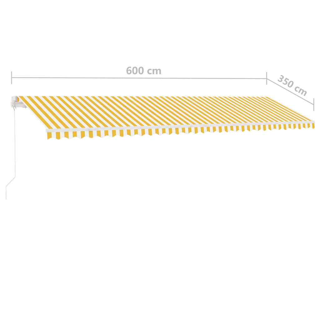 vidaXL Copertină autonomă retractabilă manual, galben/alb, 600x350 cm