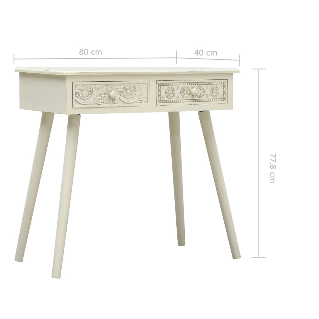 vidaXL Masă consolă cu 2 sertare sculptate, gri, 80x40x77,8 cm, lemn