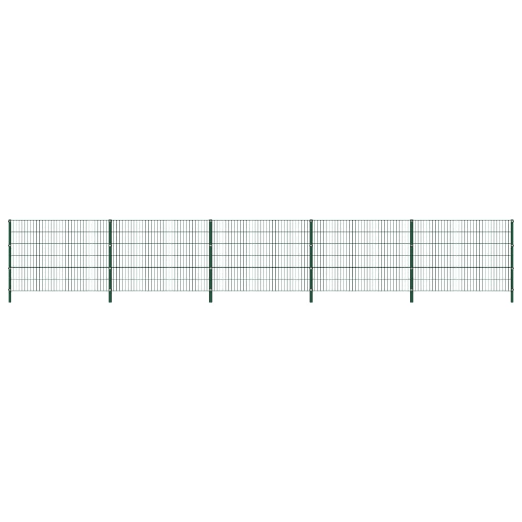 vidaXL Panou de gard cu stâlpi, verde, 8,5 m, fier
