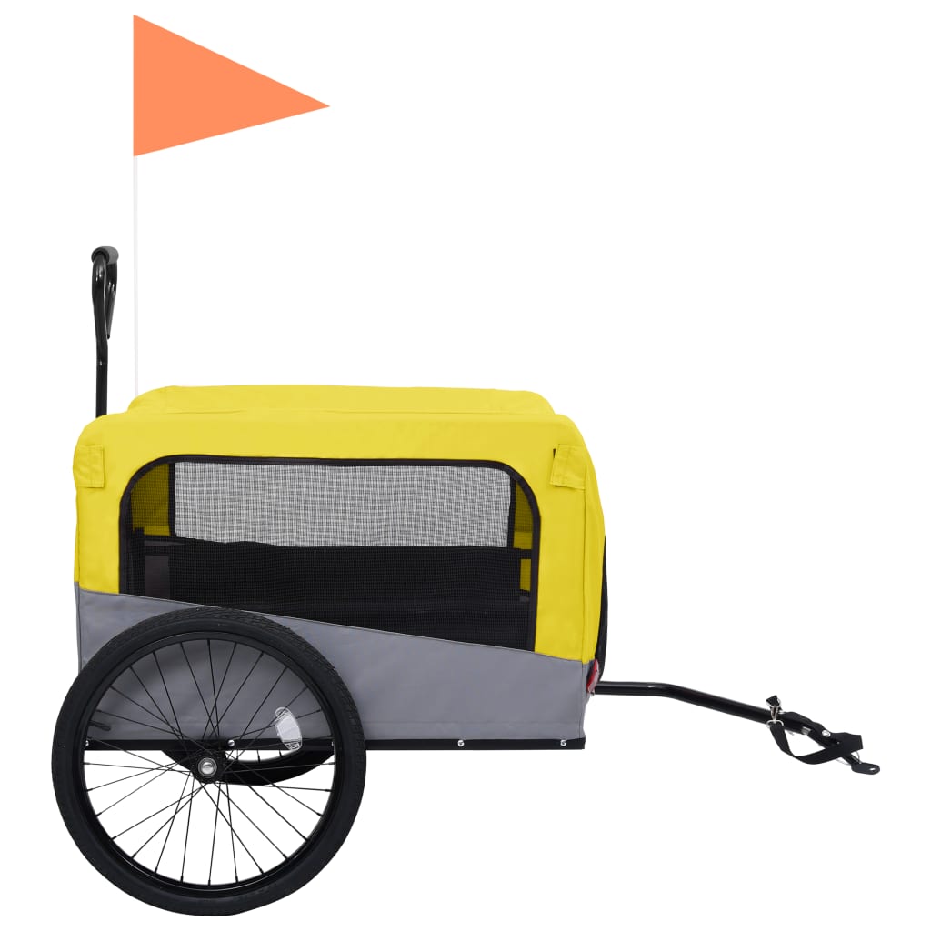 vidaXL Remorcă bicicletă & cărucior 2-în-1 animale, galben și gri