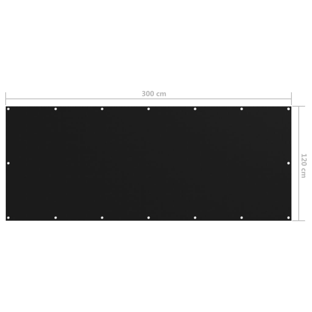 vidaXL Paravan de balcon, negru, 120 x 300 cm, țesătură oxford