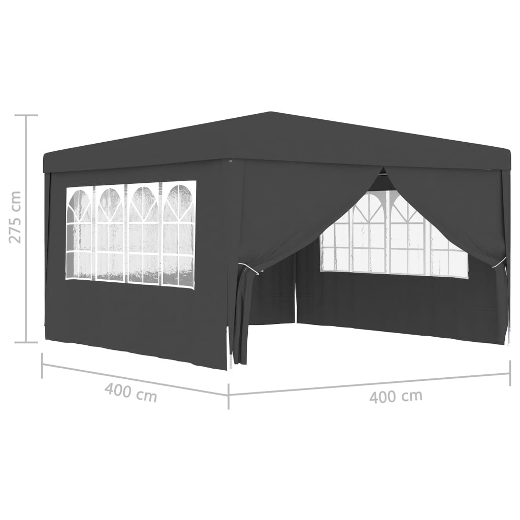 vidaXL Cort petrecere profesional pereți laterali antracit 4x4m 90g/m²