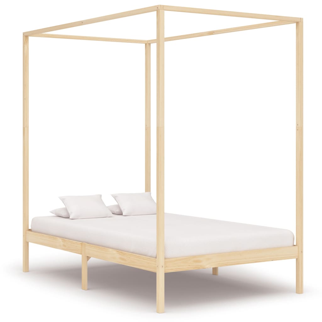 vidaXL Cadru de pat cu baldachin, 120 x 200 cm, lemn masiv de pin