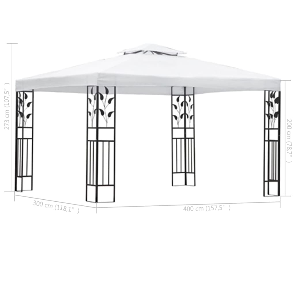 vidaXL Pavilion, alb, 3 x 4 m