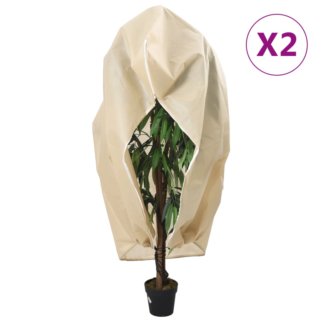 vidaXL Protecție de fleece plante cu fermoar 2 buc 70 g/m² 1,2x1,8 m