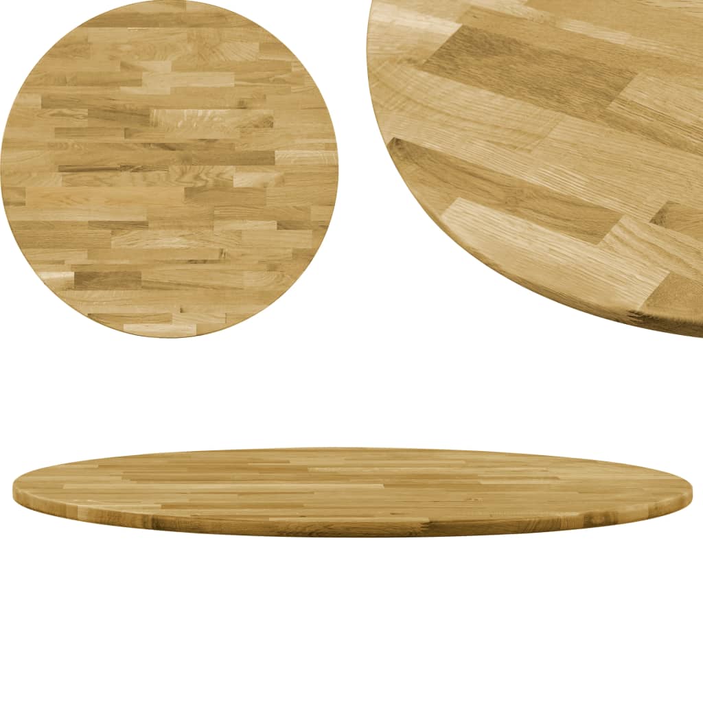 vidaXL Blat de masă, lemn masiv de stejar, rotund, 23 mm, 700 mm