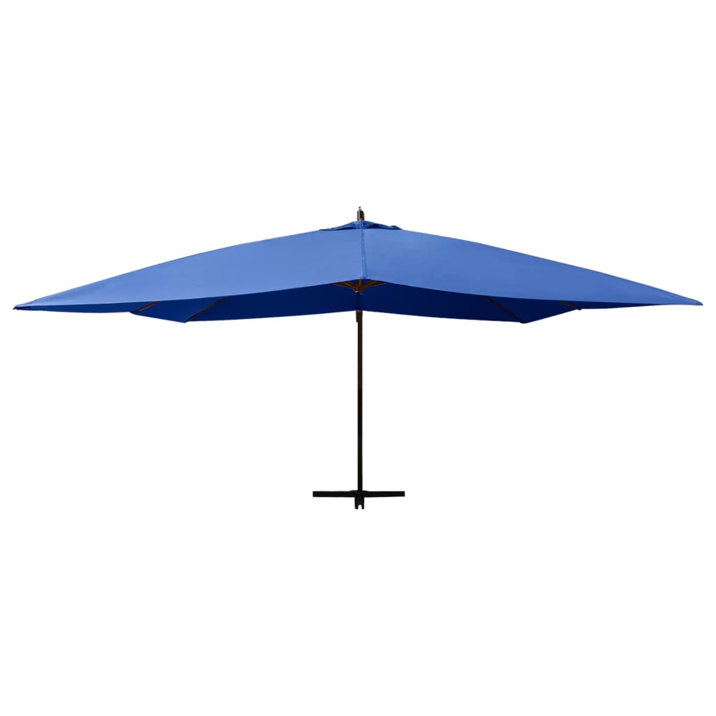 vidaXL Umbrelă suspendată cu stâlp din lemn, albastru azur, 400x300 cm