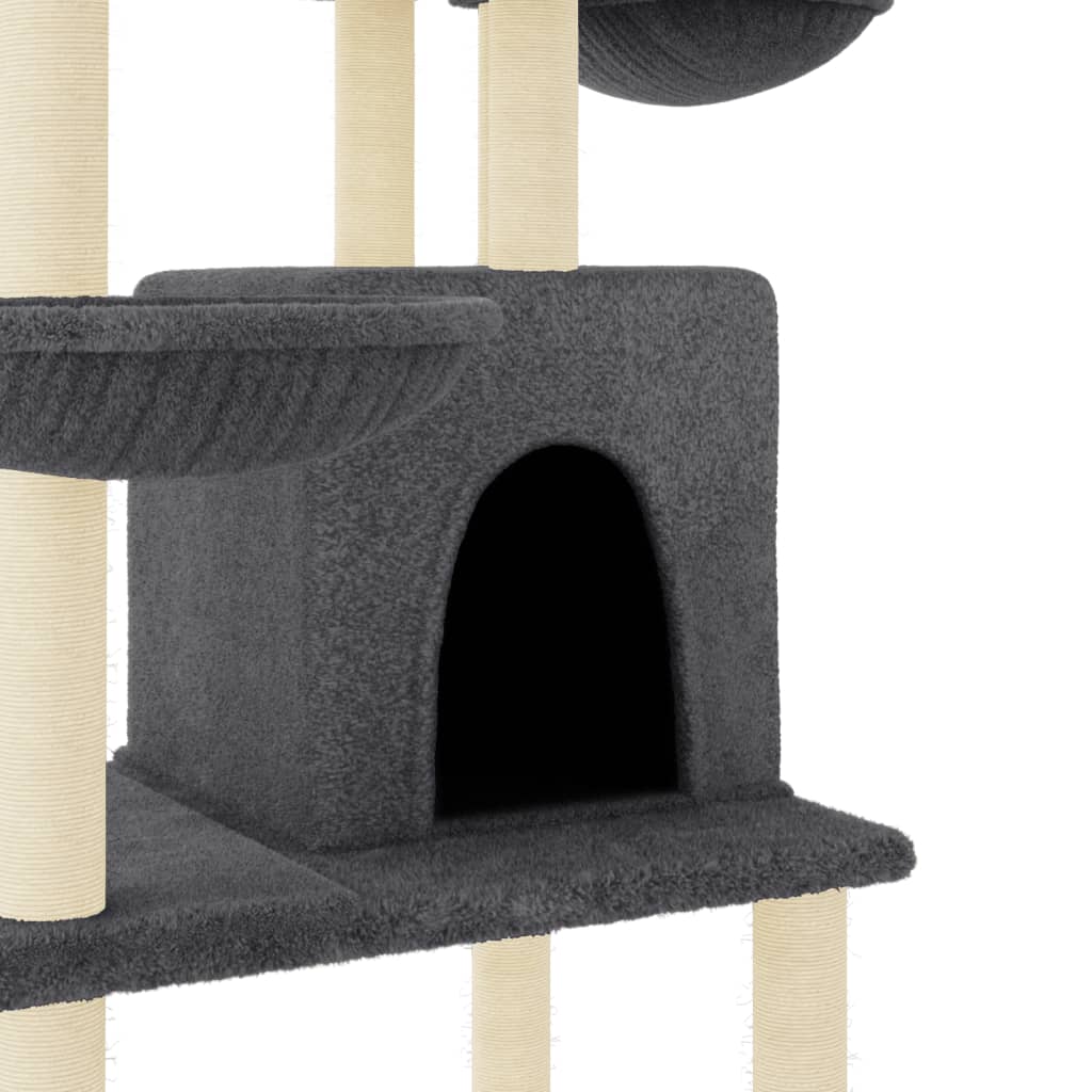 vidaXL Ansamblu de pisici, stâlpi din funie sisal, gri închis, 180 cm