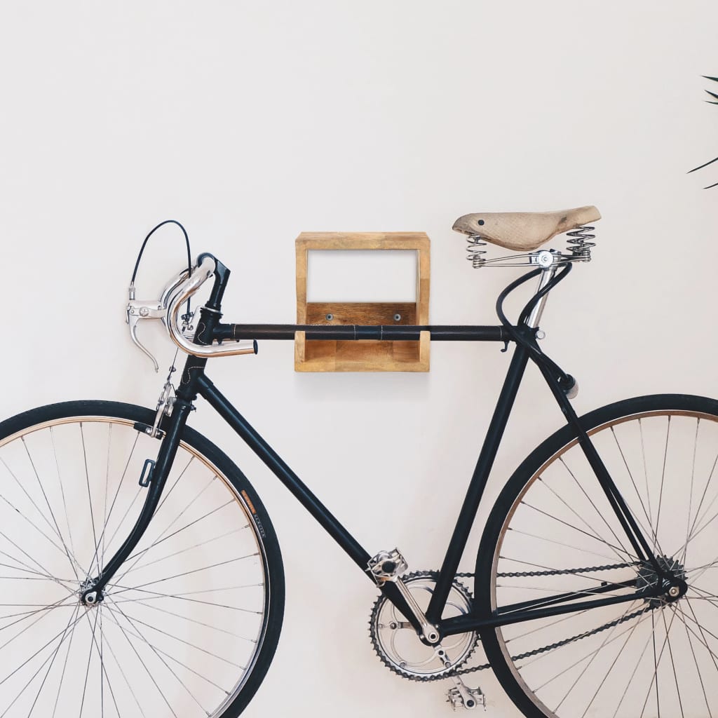 vidaXL Suport bicicletă de perete, 35x25x25 cm, lemn masiv mango brut