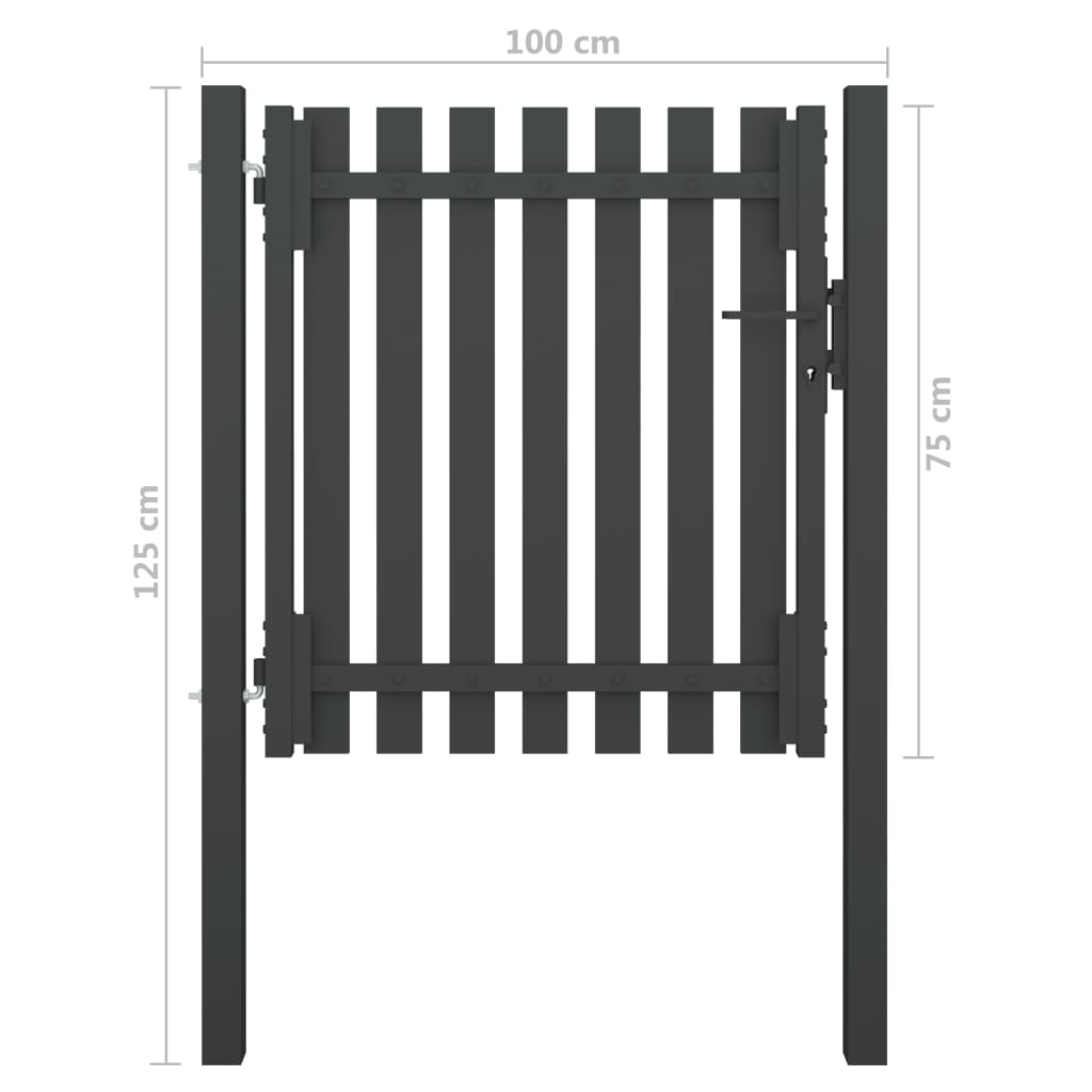 vidaXL Poartă de gard grădină, antracit, 1 x 1,25 m, oțel