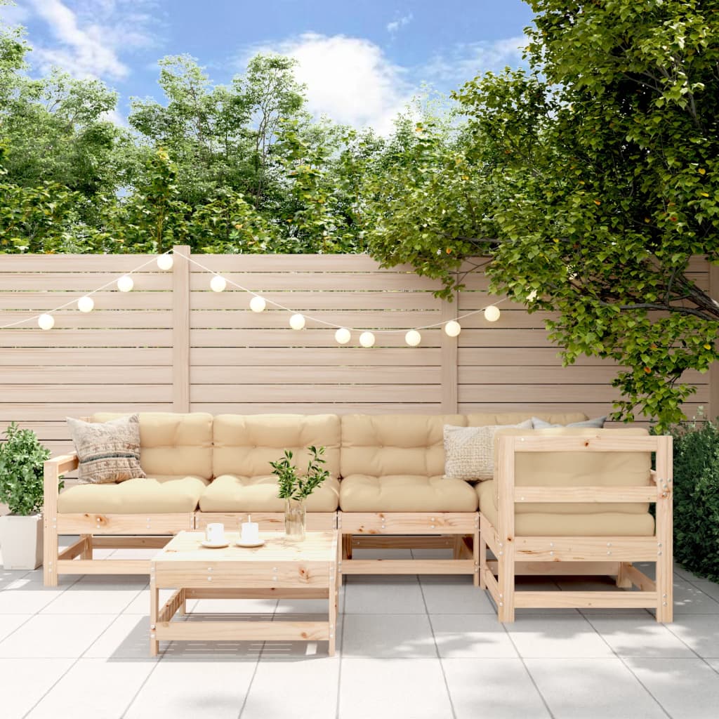 vidaXL Set mobilier relaxare de grădină & perne 6 piese lemn masiv pin