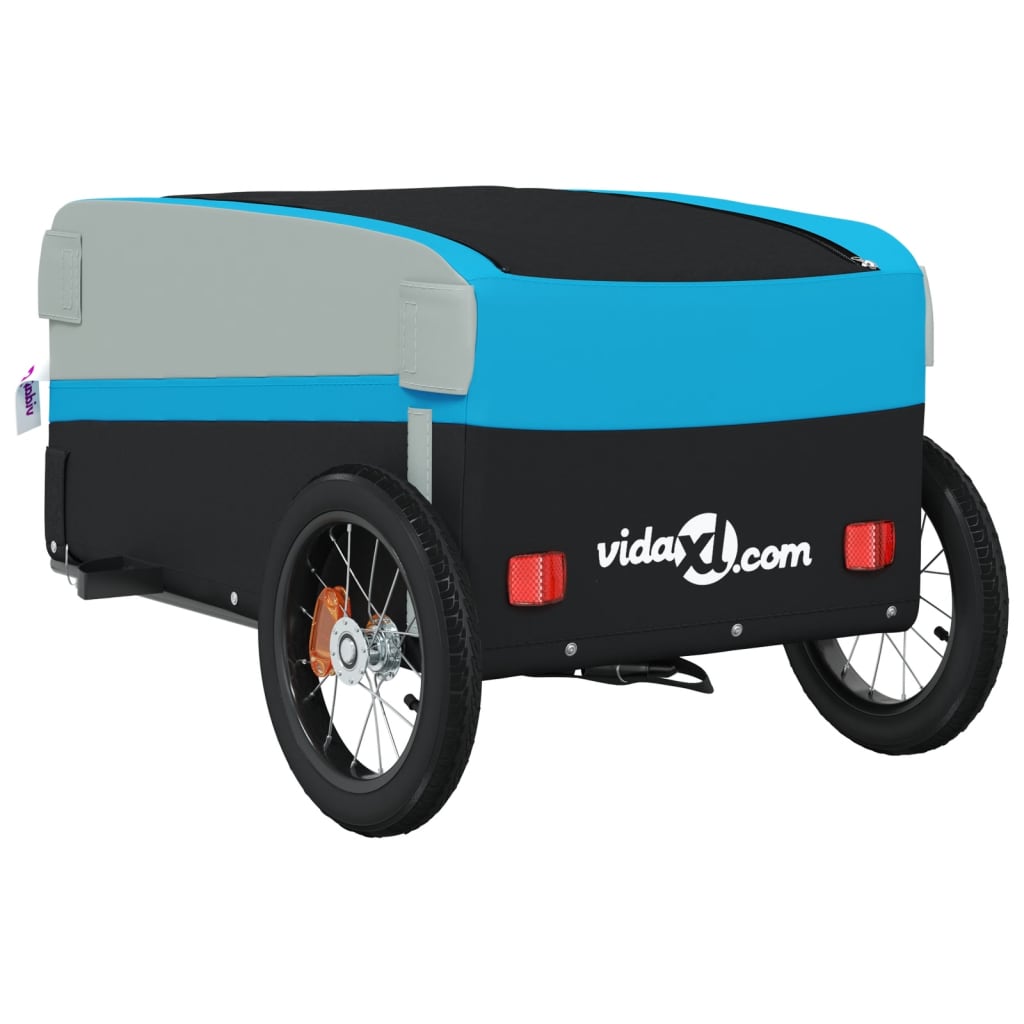 vidaXL Remorcă pentru biciclete, negru și albastru, 30 kg, fier