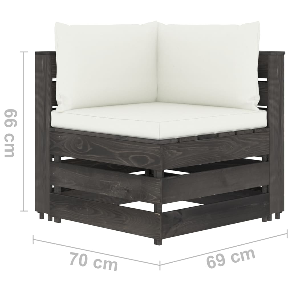 vidaXL Canapea de colț modulară cu perne, gri, lemn impregnat