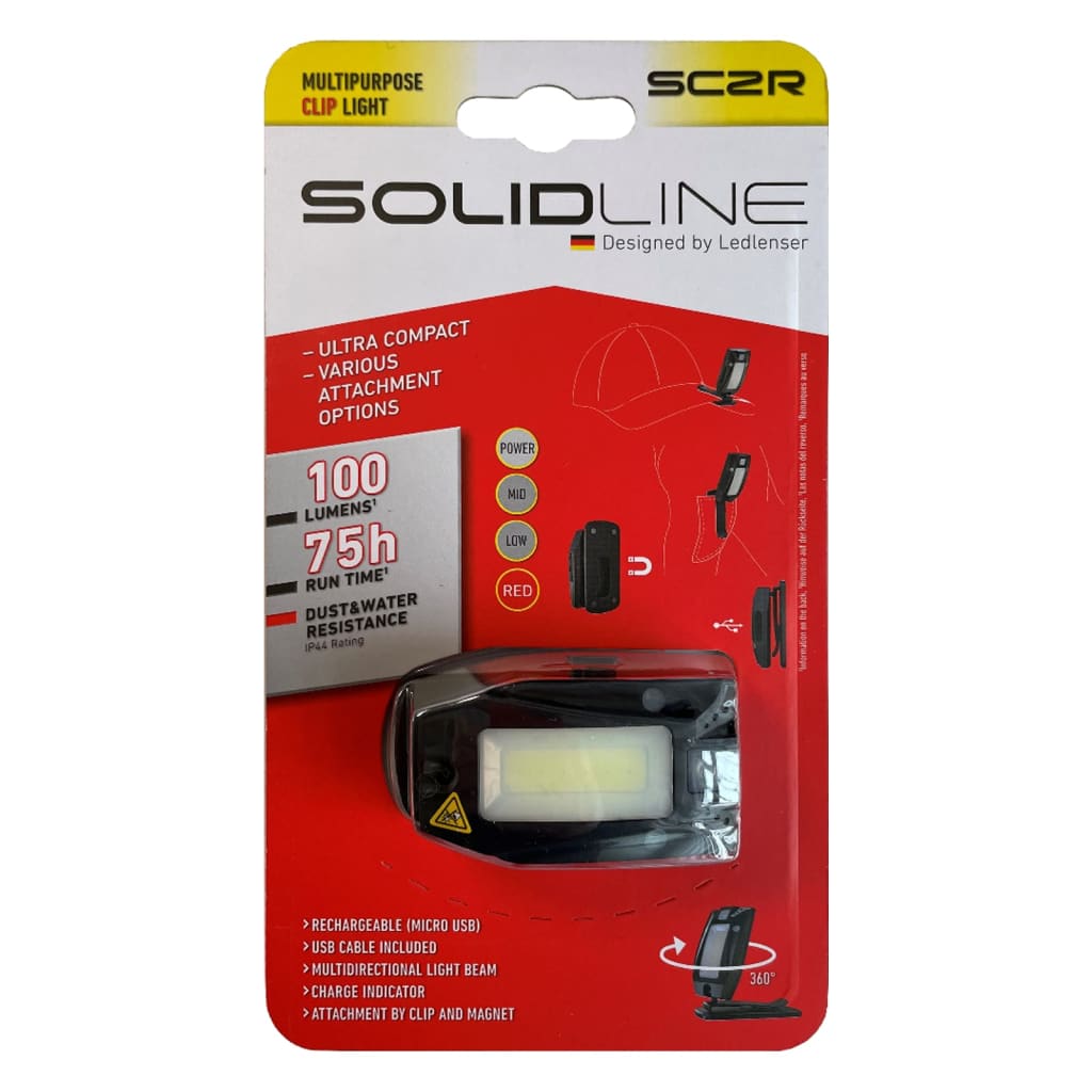 SOLIDLINE Lanternă reîncărcabilă clemă „SC2R” 100 lm lumină albă/roșie