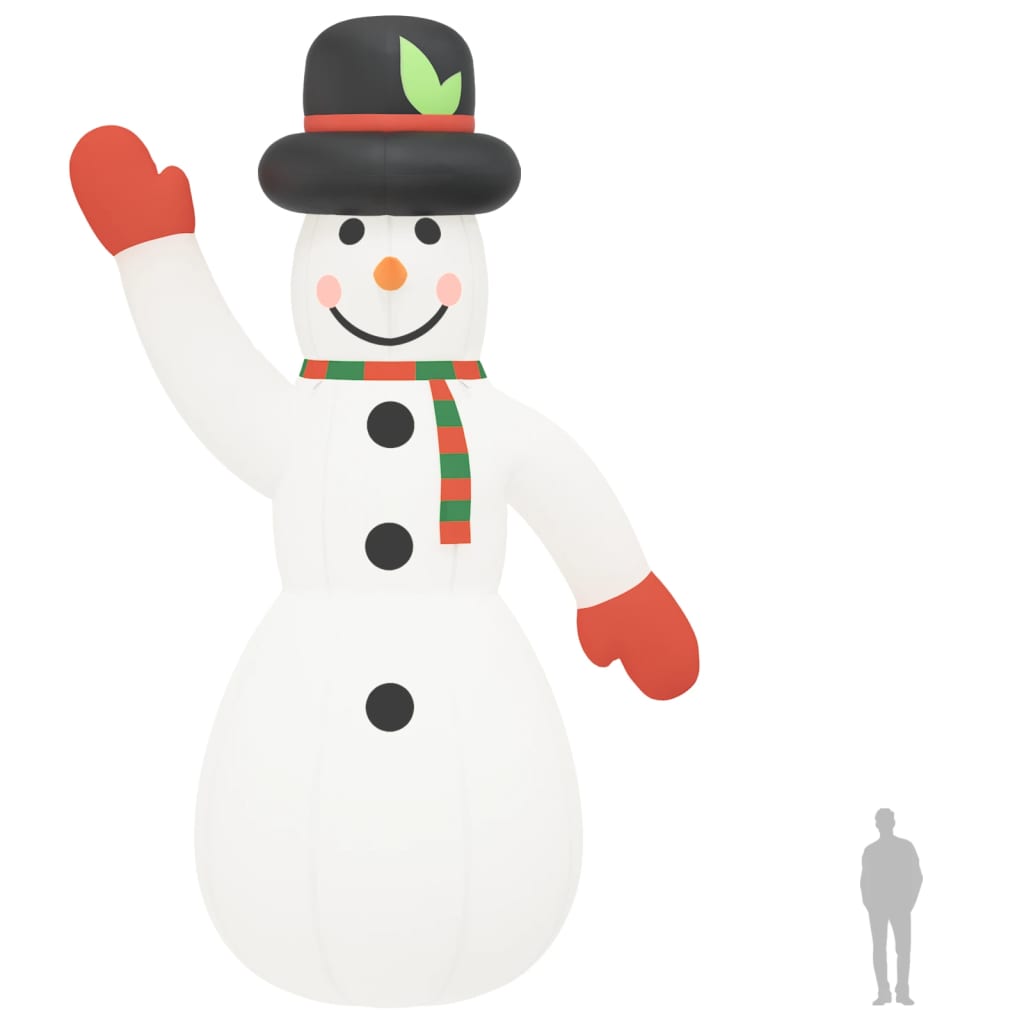 vidaXL Om de zăpadă gonflabil pentru Crăciun, cu LED-uri, 1000 cm