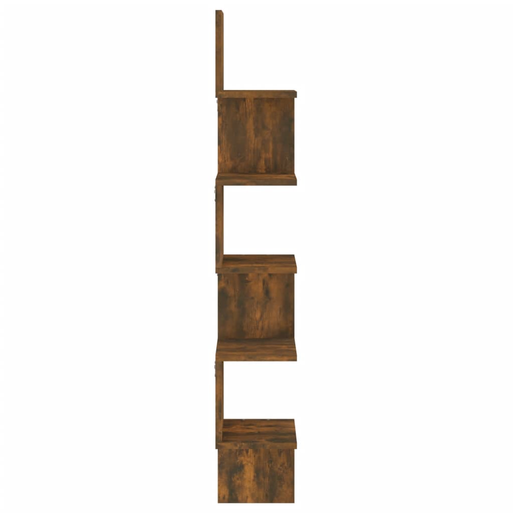 vidaXL Raft perete de colț stejar afumat 20x20x127,5 cm lemn compozit