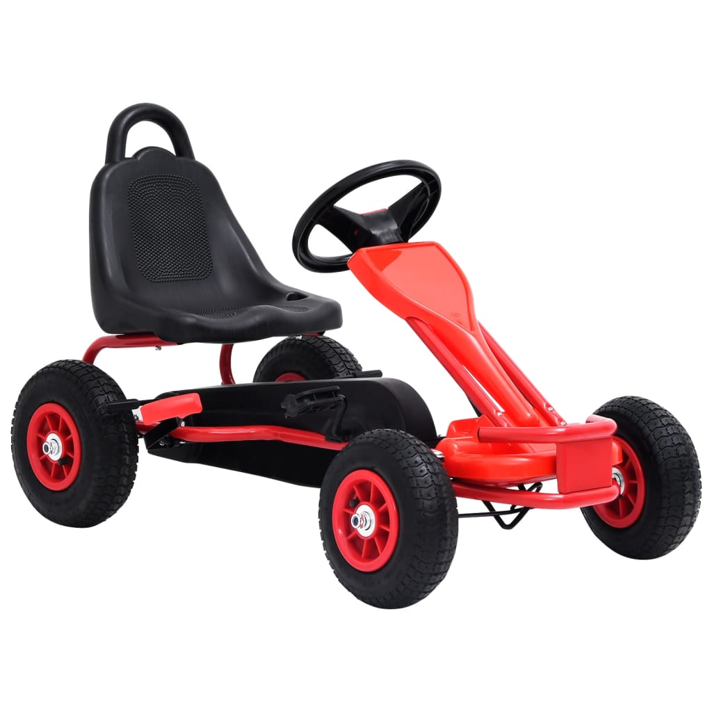vidaXL Mașinuță kart cu pedale și roți pneumatice, roșu