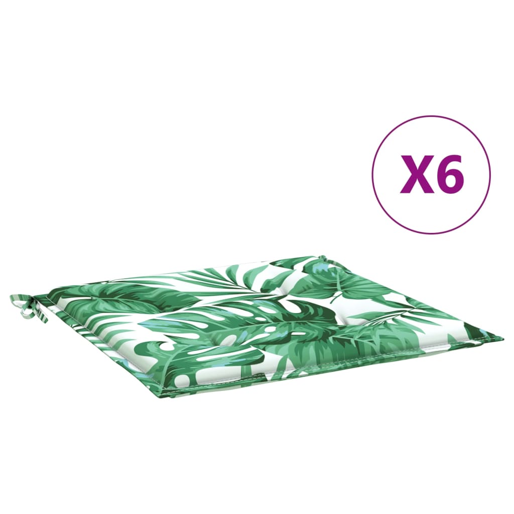 vidaXL Perne de scaun, model frunze, 6 buc., 40x40x3 cm, textil